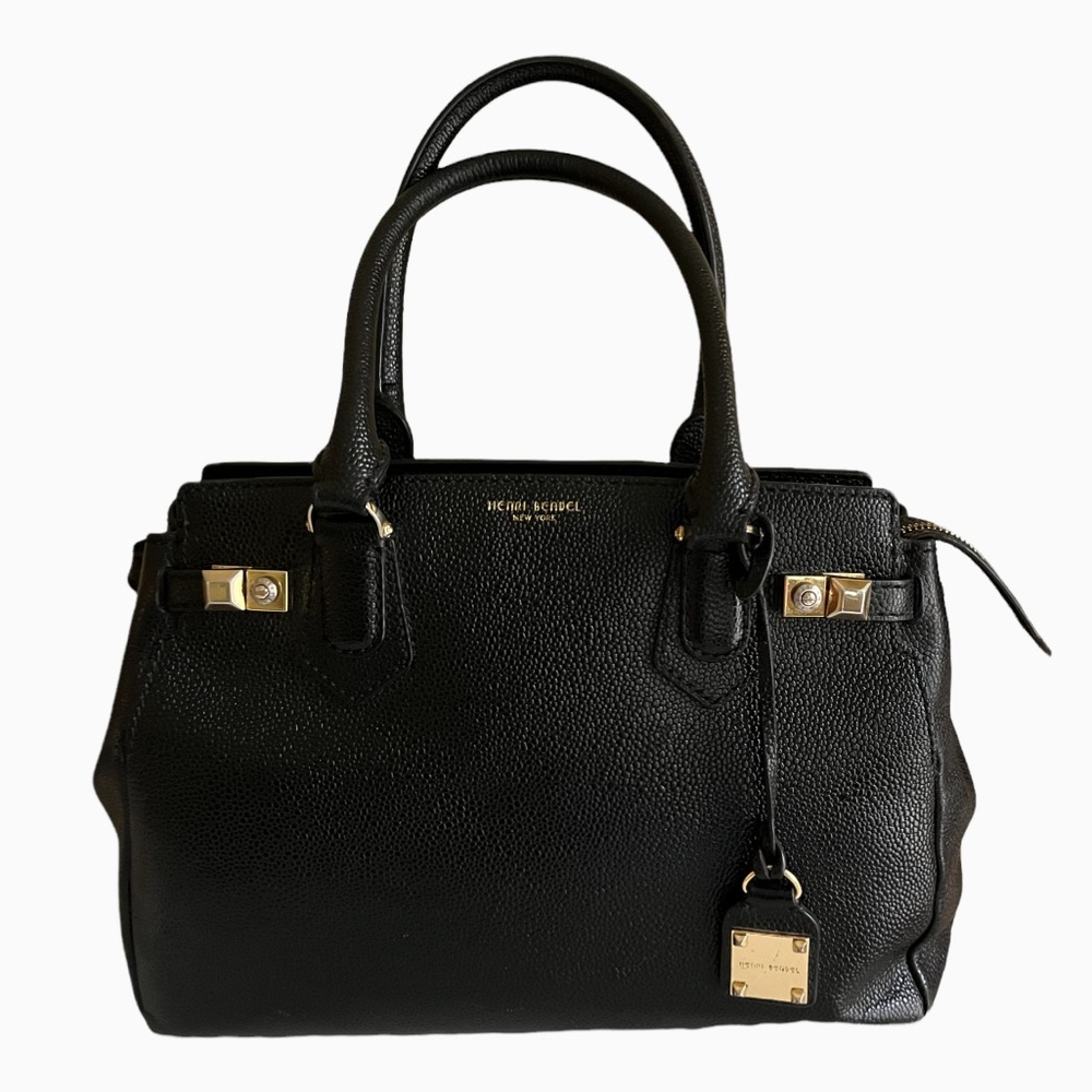 Henri Bendel New York Black Pebbled Leather Handbag Satchel